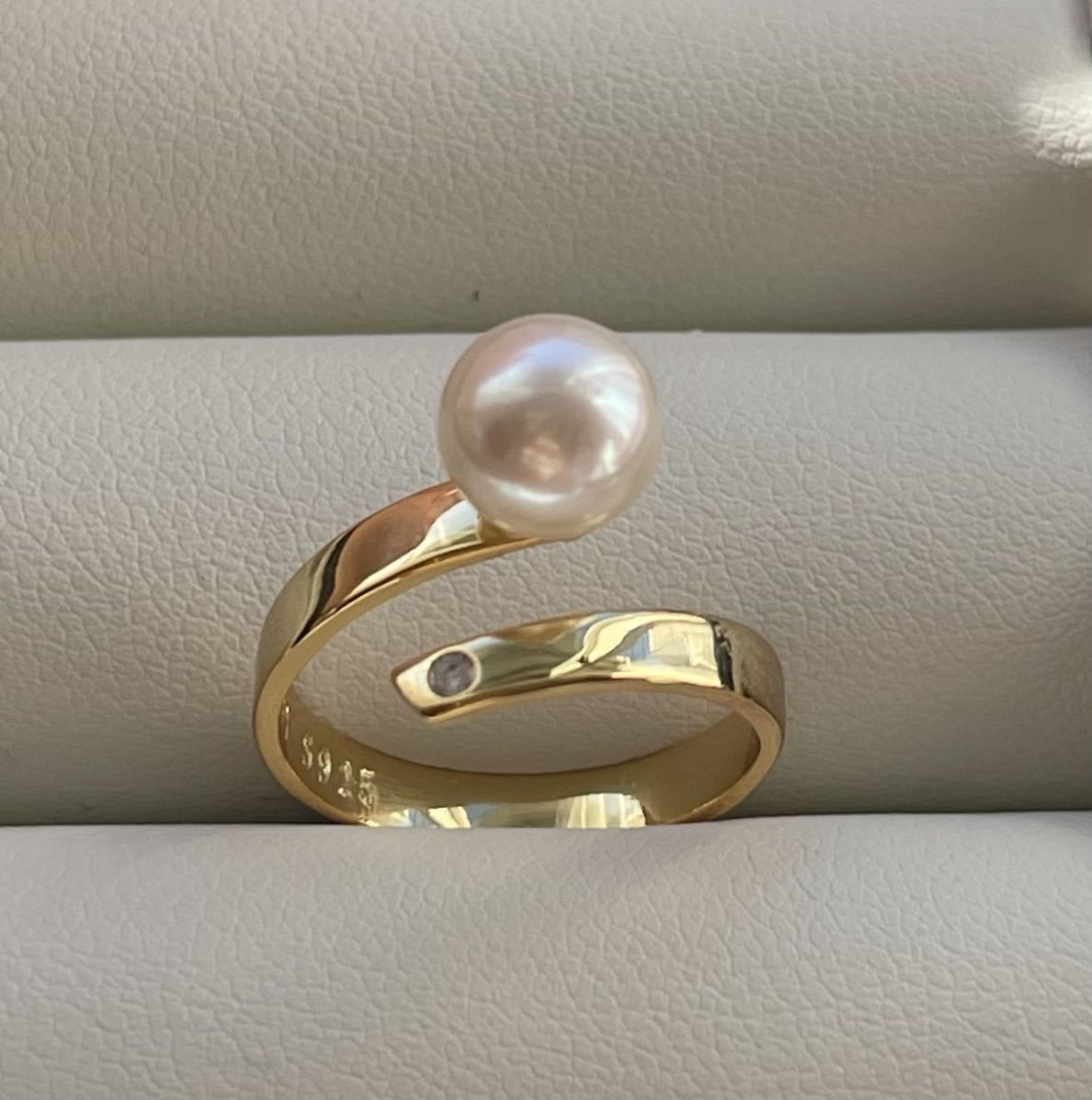 天然パール指輪 18k仕上げ シルバー 刻印 有 ダイヤモンドリング シルバー