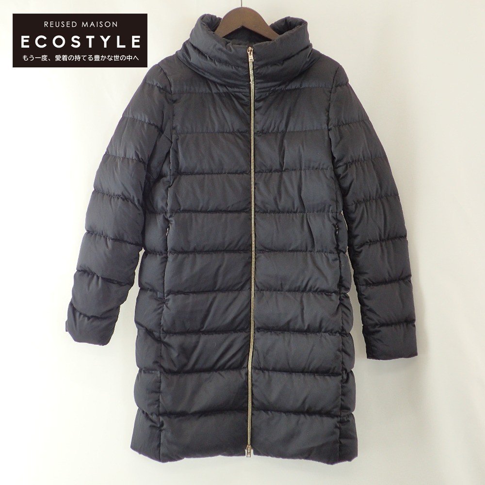 【国内正規/1円】HERNO ヘルノ PI0733D ジップアップ ダウン コート 42 ブラック レディース