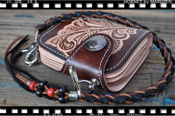 クラフトバイカーウォレットバタフライサイドロック ブラウン新品