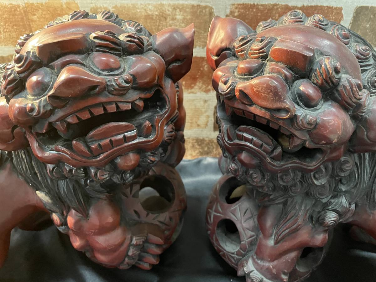 玉乗り 唐獅子 シーサー 沖縄 開運 魔除け 骨董品 アンティーク 昭和