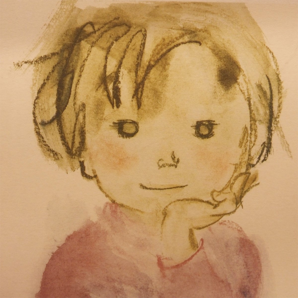 いわさきちひろ リトグラフ 立てひざの少年 【公式通販】