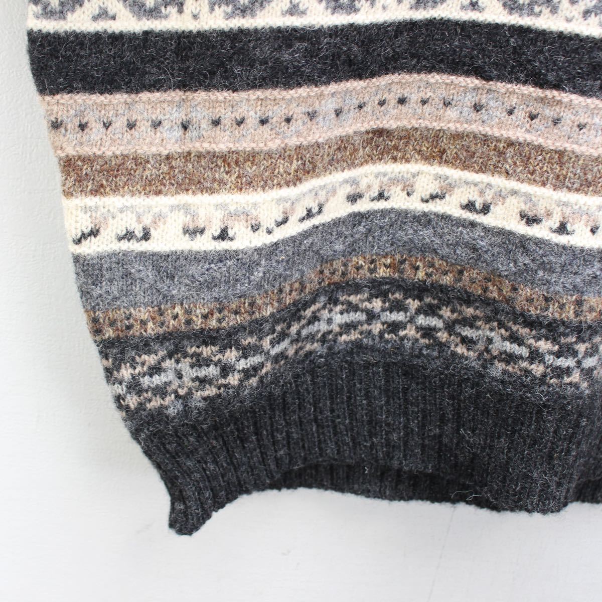 USA VINTAGE CLUB ROOM PATTERNED DESIGN SHETLAND WOOL KNIT/アメリカ 
