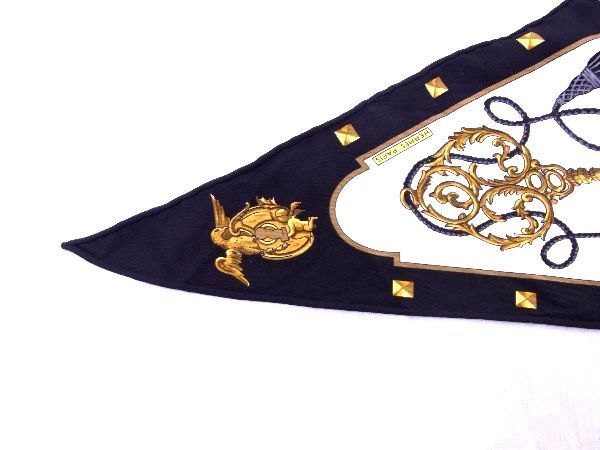1円 □美品□ HERMES エルメス ポワントゥ 【鍵】 シルク100％ 三角