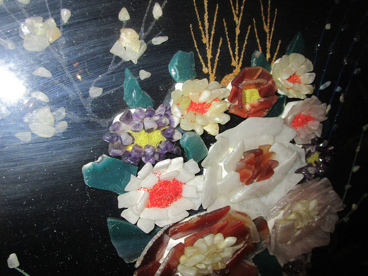 宝石画】宝石額 福宝 原石 アメジスト 花瓶(美術品)｜売買された