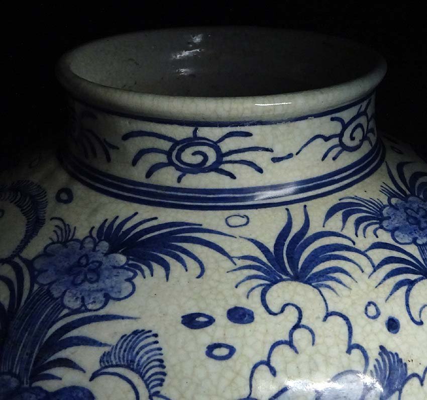 緑屋sc□ 中国古玩 元染 花瓶 壺 高さ約35cm 唐物 時代物 i2h/12-232