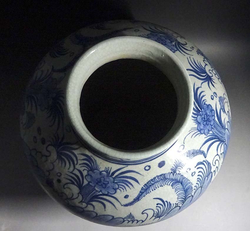 緑屋sc□ 中国古玩 元染 花瓶 壺 高さ約35cm 唐物 時代物 i2h/12-232