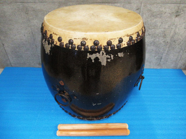 長胴太鼓 鼓面 約54cm 高さ 約63cm 一尺八寸 撥