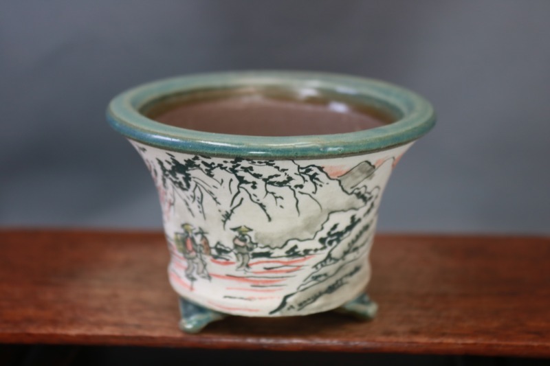陶翠庵 盆栽鉢【陶 翠】「冬の峠」「外縁反形切足丸