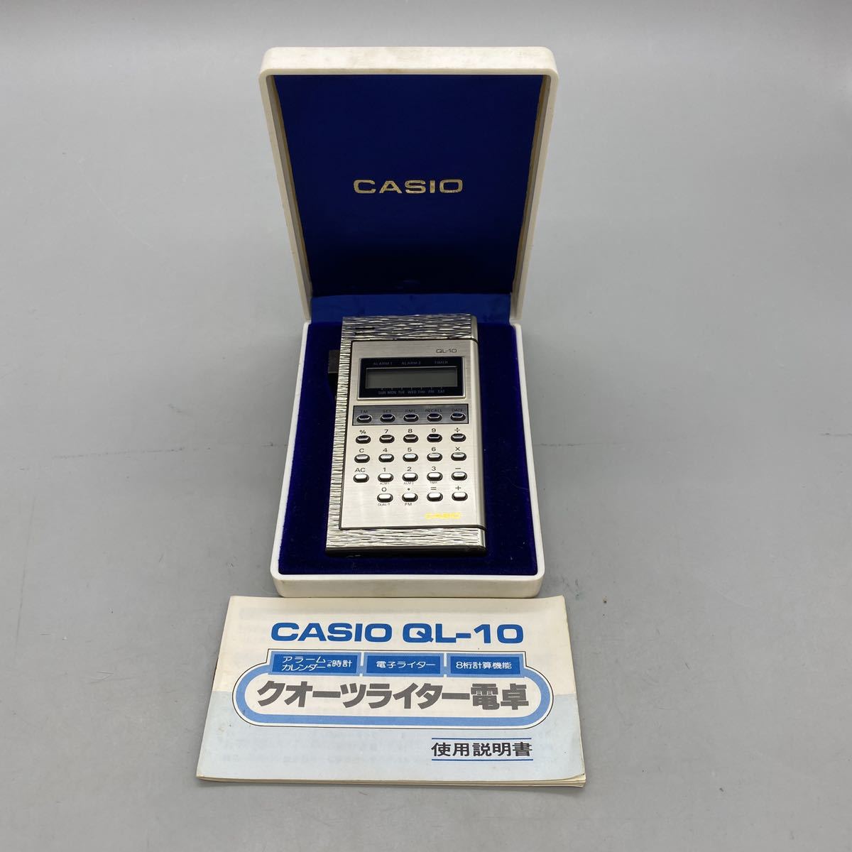 【B-11-2】CASIO QL-10　カシオ　クオーツライター電卓　電子ライター　時計　アラーム　カレンダー　着火未確認　動作未確認