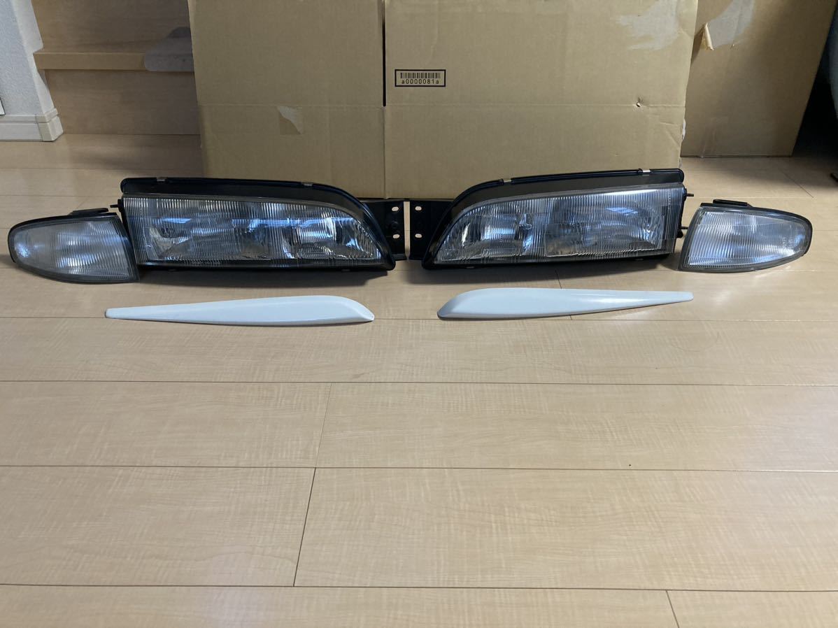 s14 シルビア 前期 ヘッドライト コーナーレンズ アイライン セット