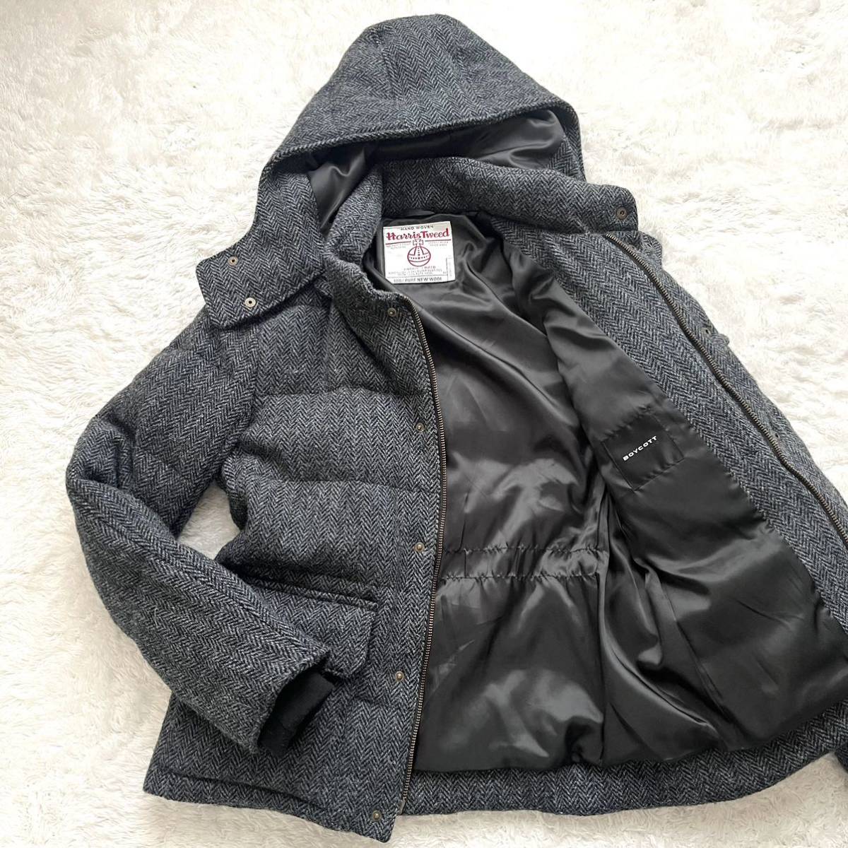 美品 Harris Tweed×BOYCOTT ハリスツイード ボイコット ダウン 