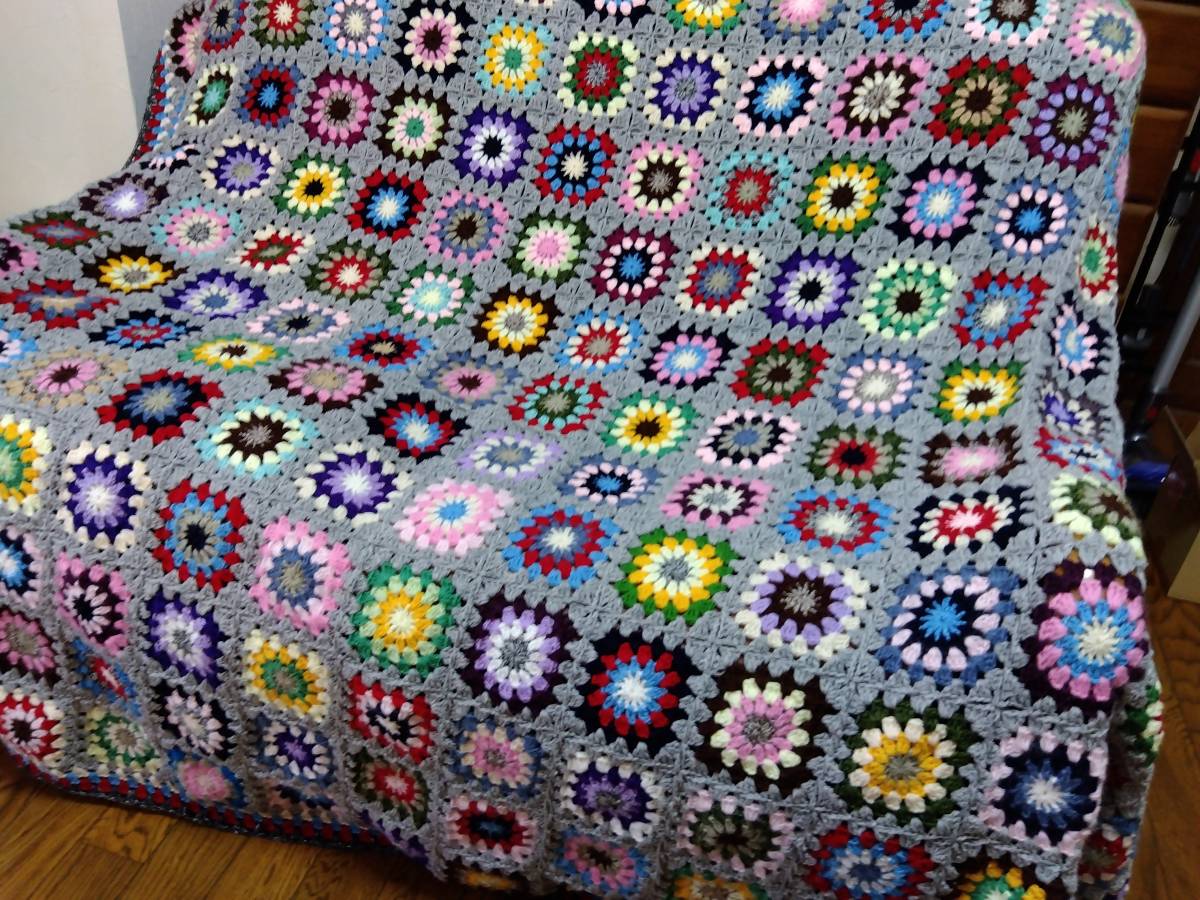 手編みソファーカバー、こたつカバー209×209