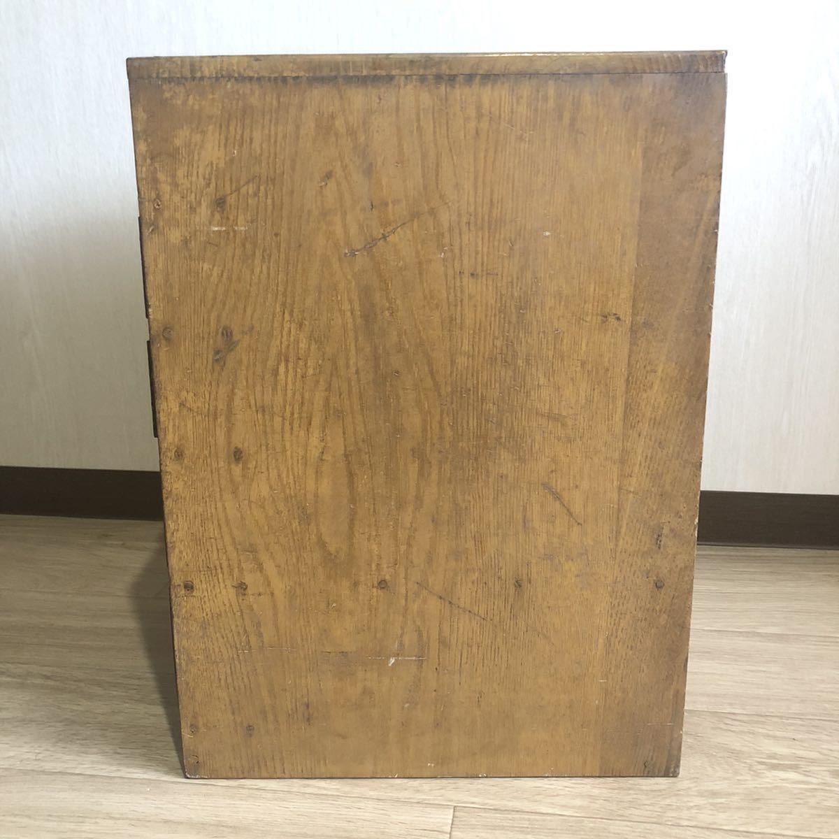 古道具 ナラ材 小引き出し 5杯 チェスト レトロ 収納 小物入れ 昭和