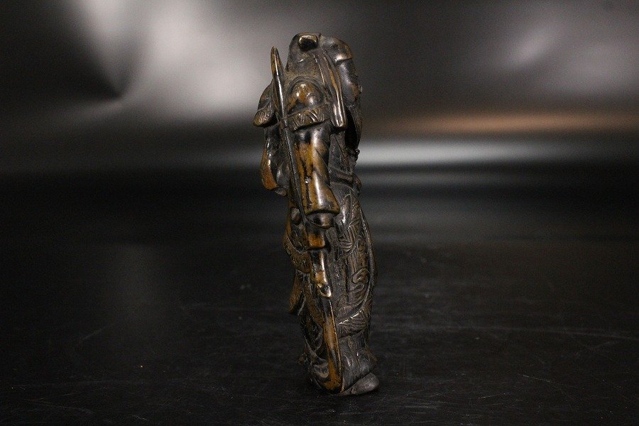 【金閣】中国美術 古銅 武人像 高11cm 置物 時代 旧家蔵出(YB523) 大谷造 鉄瓶 EM371