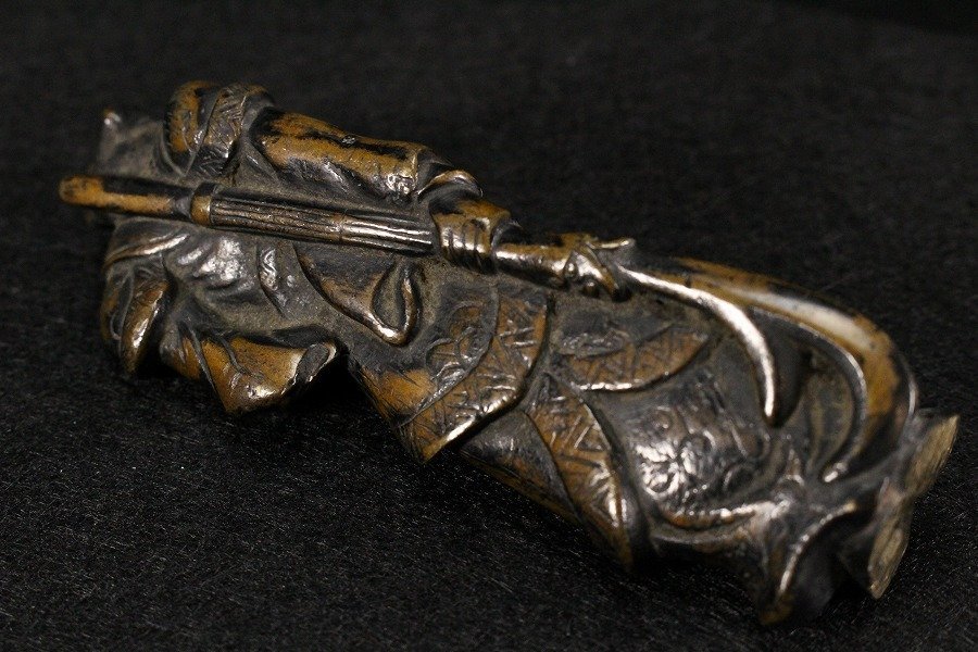 【金閣】中国美術 古銅 武人像 高11cm 置物 時代 旧家蔵出(YB523) 大谷造 鉄瓶 EM371