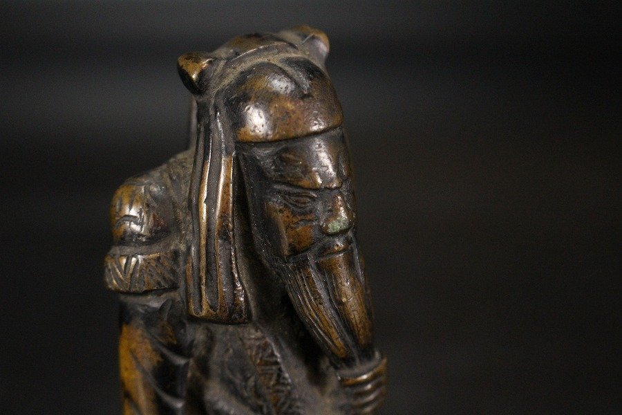 【金閣】中国美術 古銅 武人像 高11cm 置物 時代 旧家蔵出(YB523) 大谷造 鉄瓶 EM371