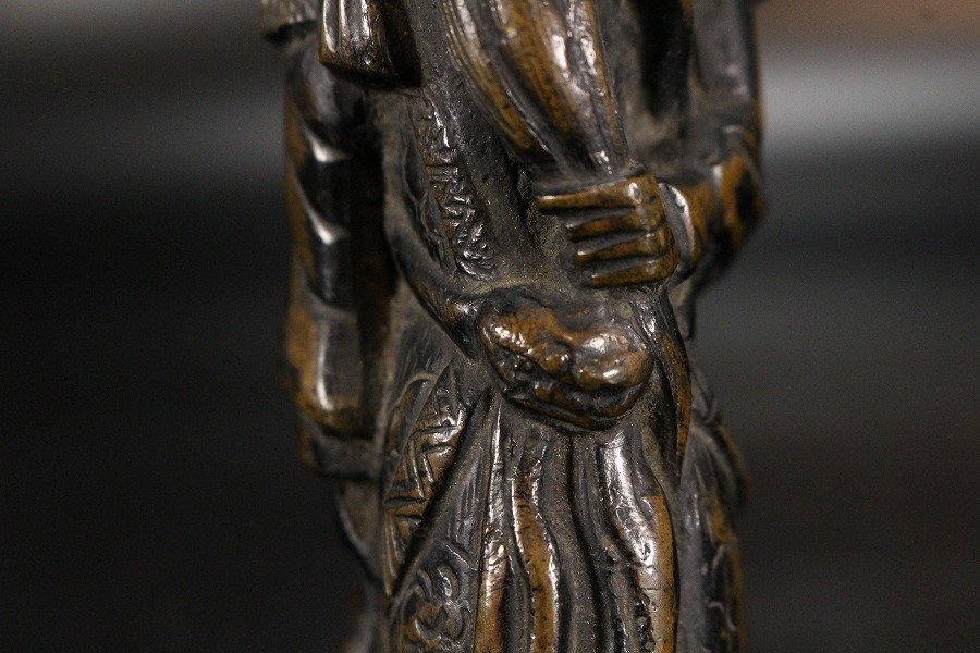 【金閣】中国美術 古銅 武人像 高11cm 置物 時代 旧家蔵出(YB523) 大谷造 鉄瓶 EM371
