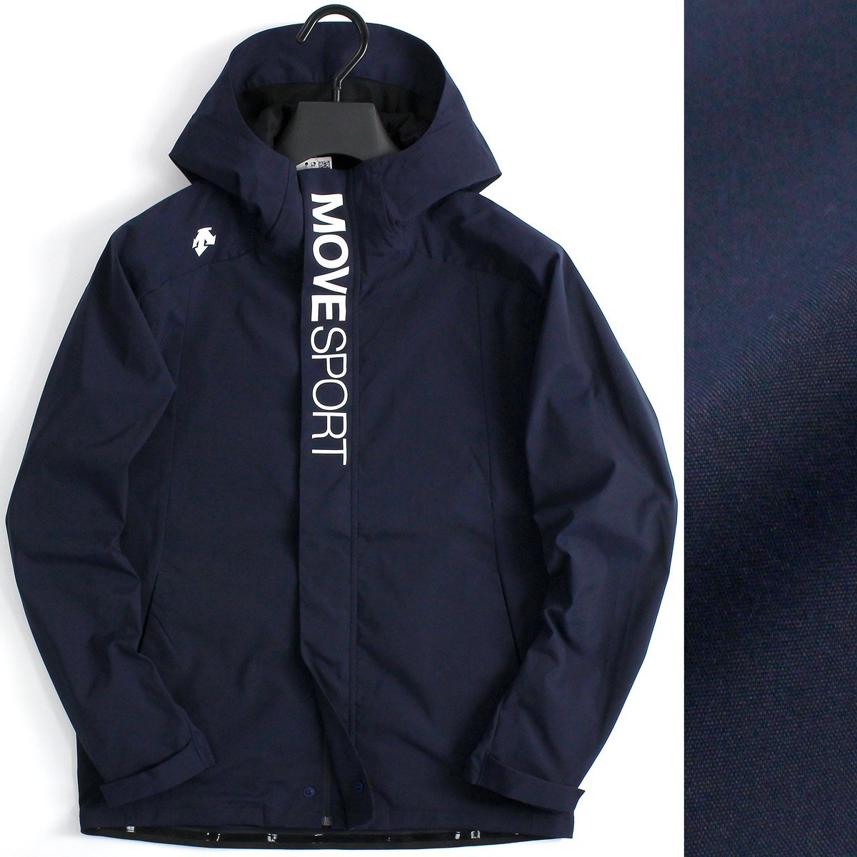 新品 DESCENTE デサント ゴルフにお勧め ストレッチ フード ジャケット L 秋冬 GOLF 軽量 ブルゾン スポーツ メンズ 紺 ◆NJ58B