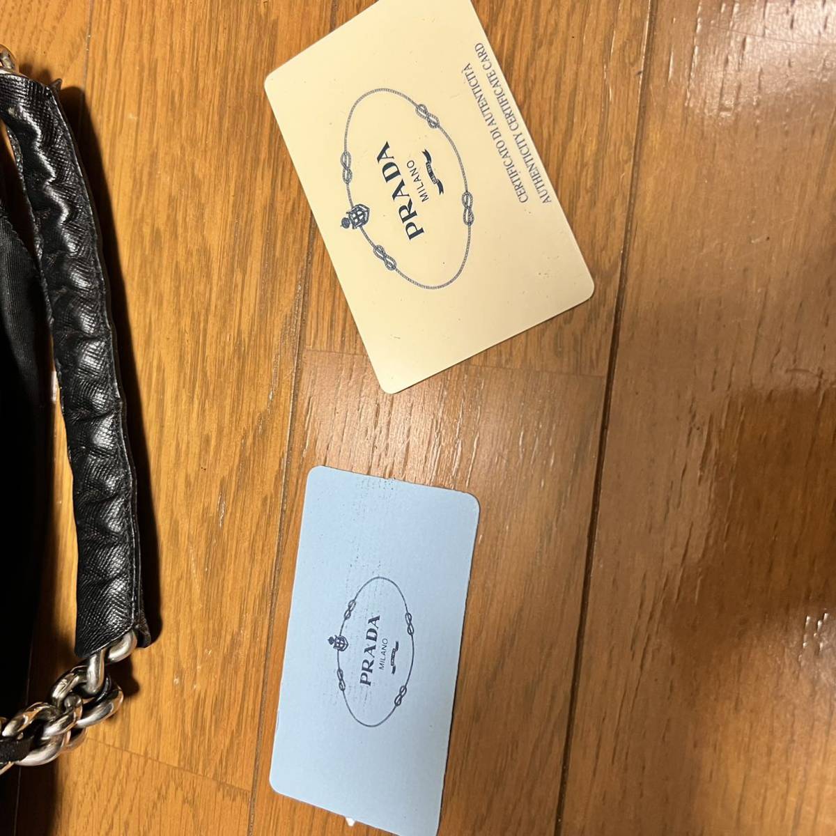 プラダ PRADA チェーン ハンドバッグ プレート 三角ロゴ ナイロン 白 