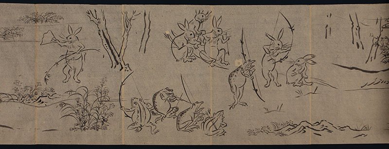 模写】委託HK◇岩倉寿 高山寺鳥獣戯画模写巻物【委託】（日本画 水墨画 
