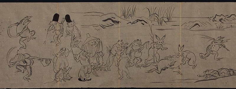 模写】委託HK◇岩倉寿 高山寺鳥獣戯画模写巻物【委託】（日本画 水墨画 