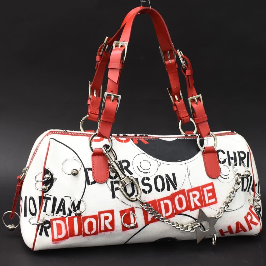 1円 ◎美品 Christian Dior クリスチャンディオール ハンドバッグ ハードコア HARD CORE レコード マルチ◎E.Clps.zE-09