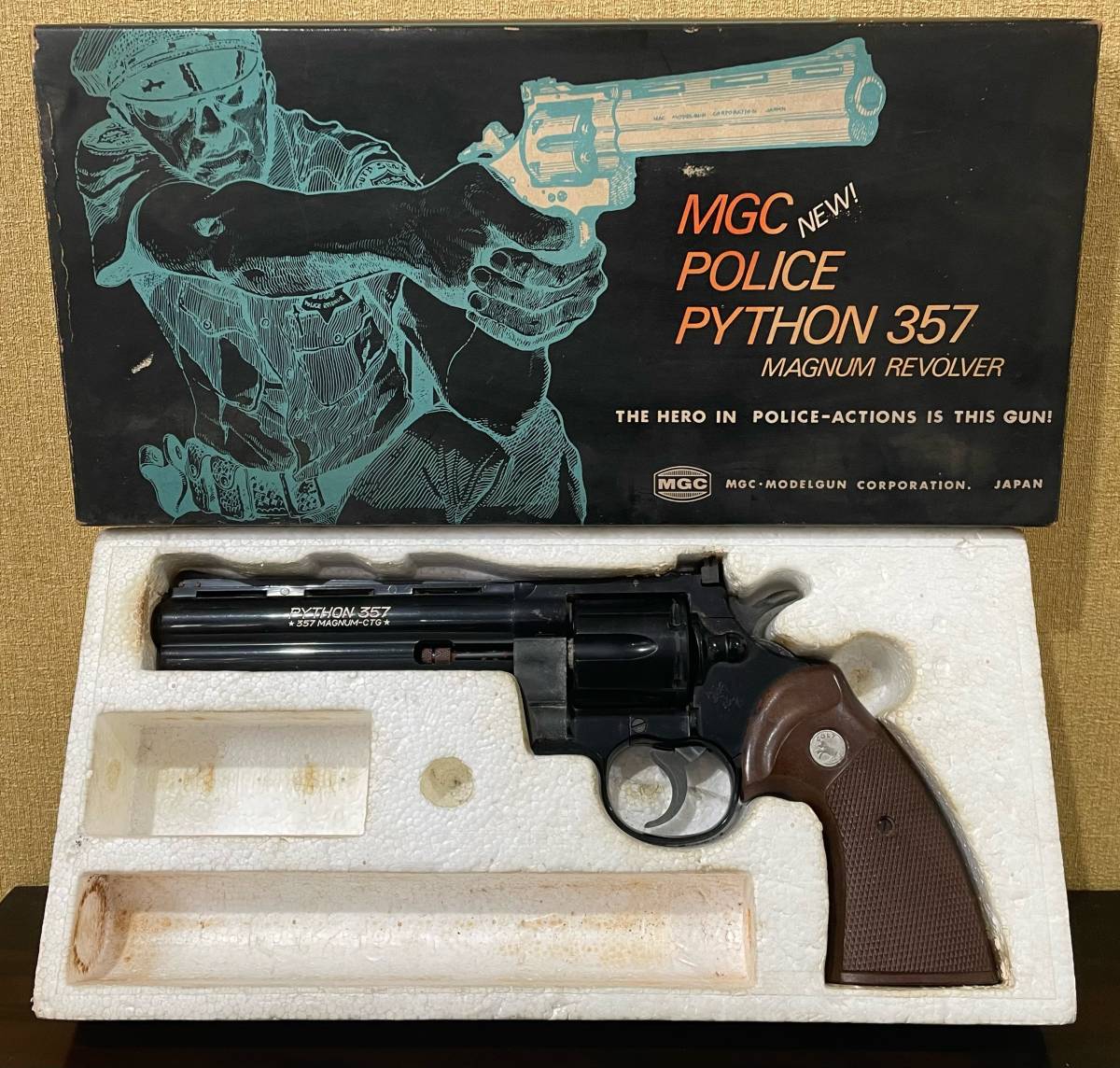 格安!! 99円スタート!! MGC POLICE PYTHON コルトパイソン 357 MAGNUM REVOLVER SPG モデルガン リボルバー