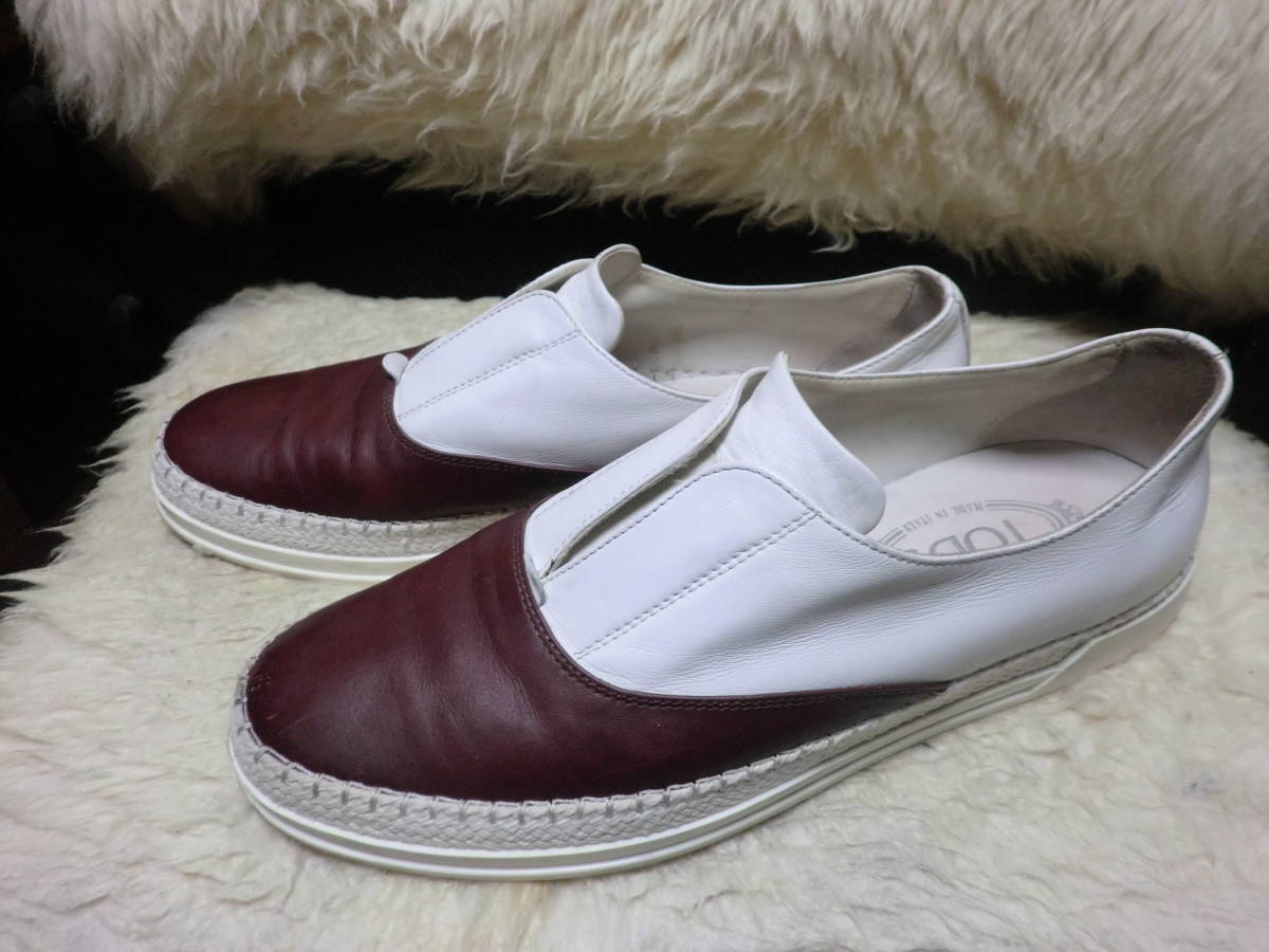 TOD'S デッキシューズ 27cm 紺×白×ボルドー イタリア製 カテゴリー