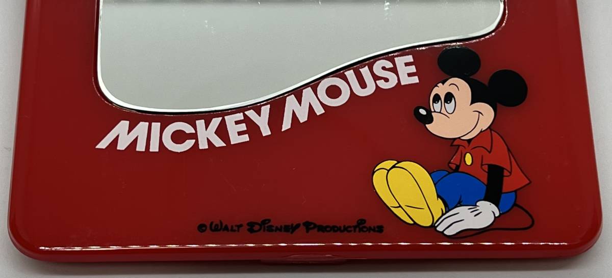 ディズニー う ミッキーマウス 昭和レトロミラー 古い鏡 赤