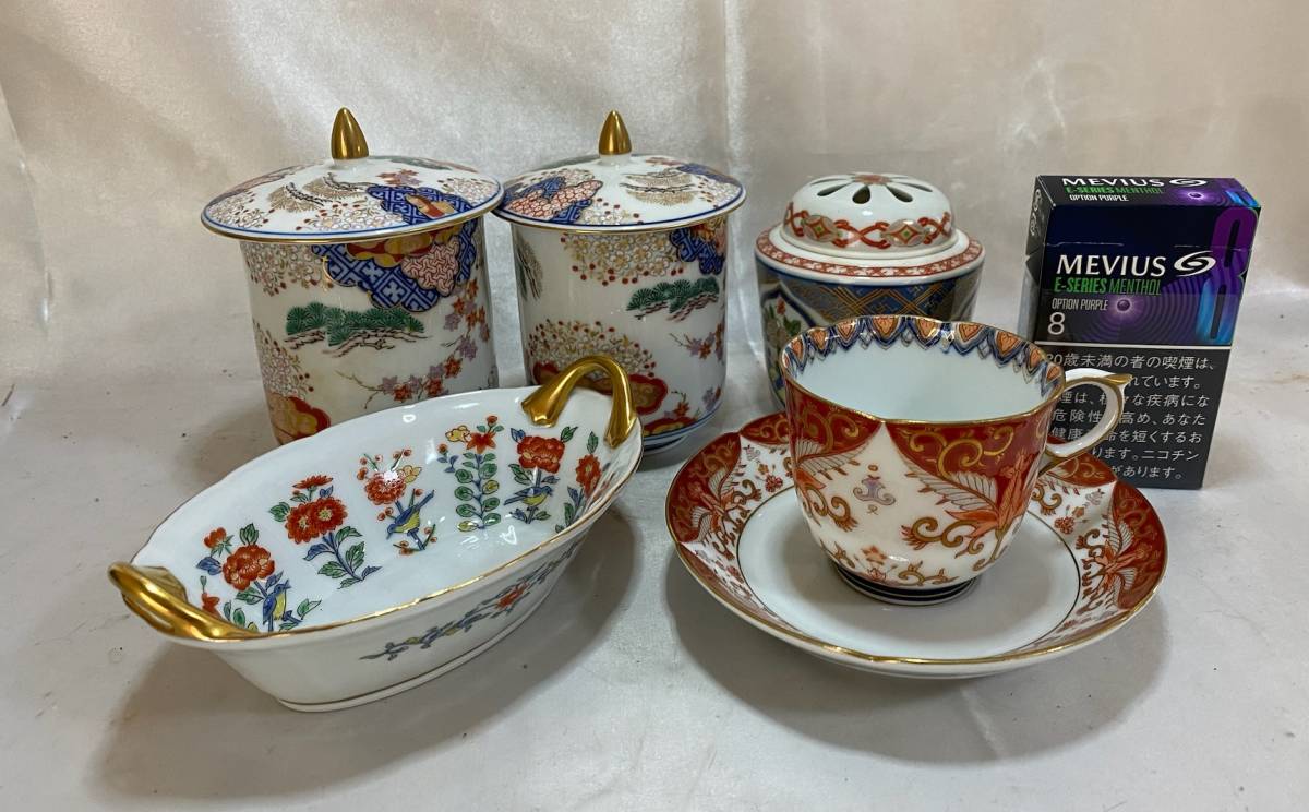 キッチン・食器 【美品】有田焼 其泉窯 色絵花唐草 ソーサー 5枚セット