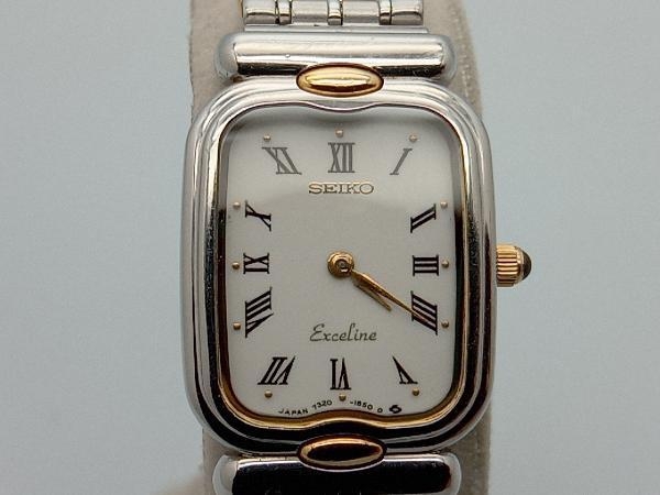 SEIKO EXCELINE 腕時計 7320-6520 ベルト約16cm 白文字盤 スクエア レディース2022年9月電池交換済