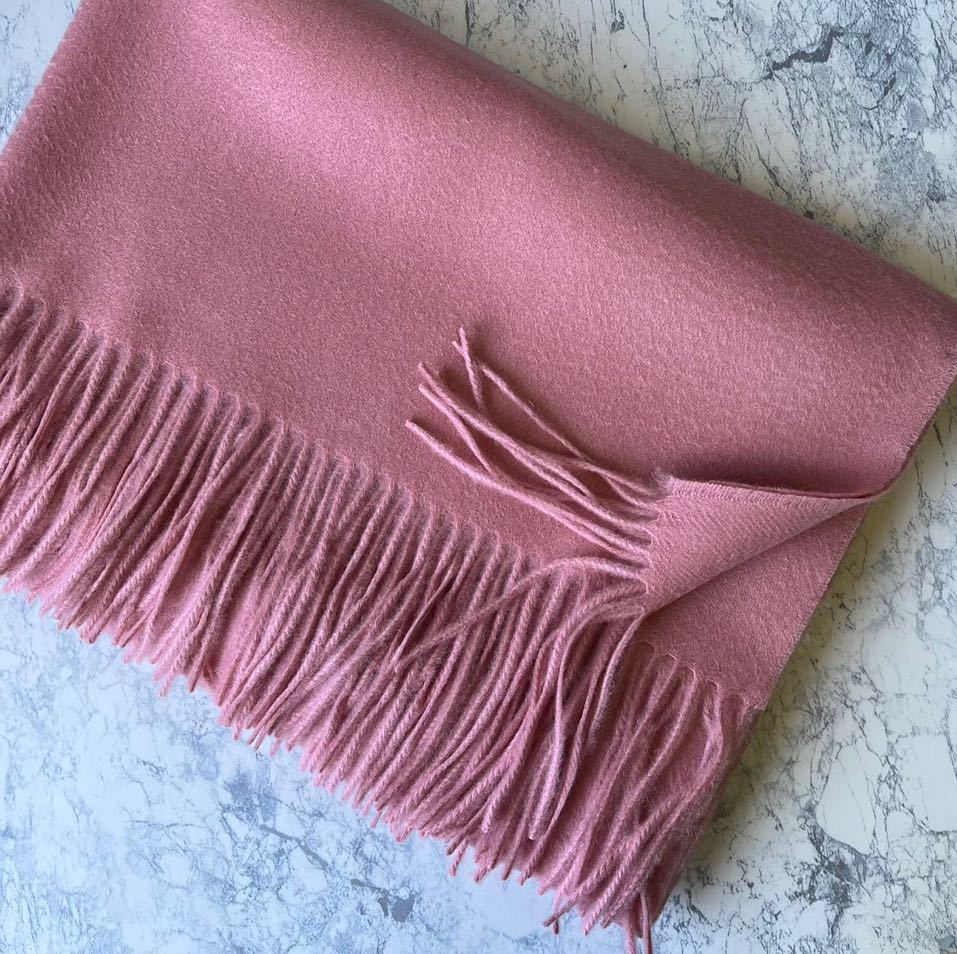 少々難有り☆極上 カシミヤ100%☆大判 ストール☆ピンク 極上カシミヤ