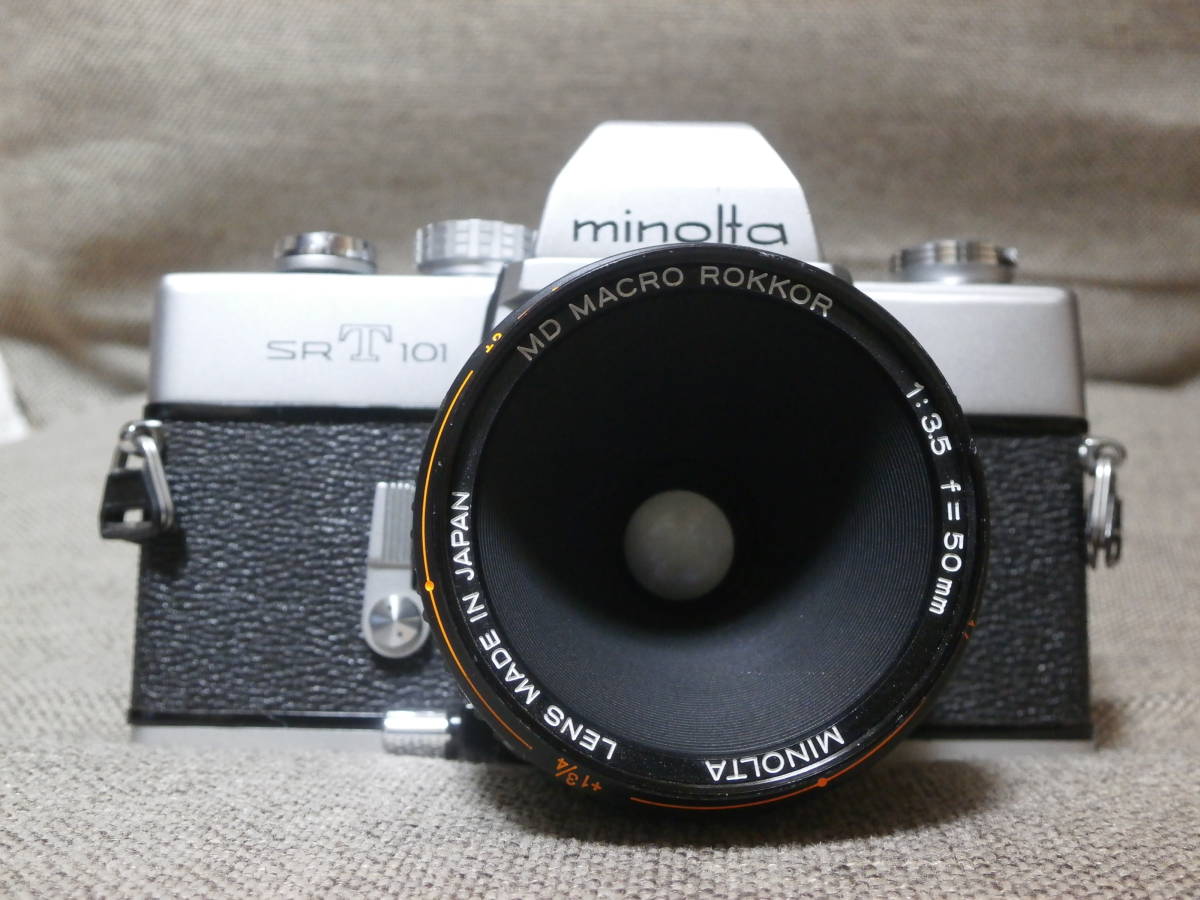minolta SRT 101 MD MACRO ROKKOR 1:3.5 f=50mmレンズ付き　動作確認済み