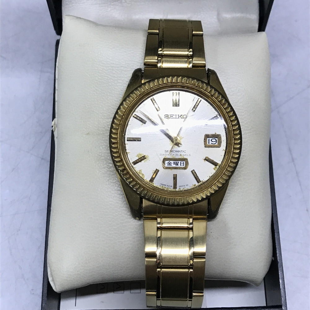 ●SEIKO　セイコー　マチック　6206-8080　稼働品　自動巻き　カレンダー動作未確認　箱入り　文字盤内側汚れあり　中古(u0210_7_20)