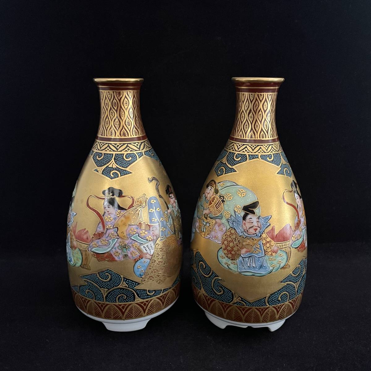 酒盃 九谷 まとめて 5点 金彩 色絵 青粒 九谷焼 検索 酒器 盃 お猪口