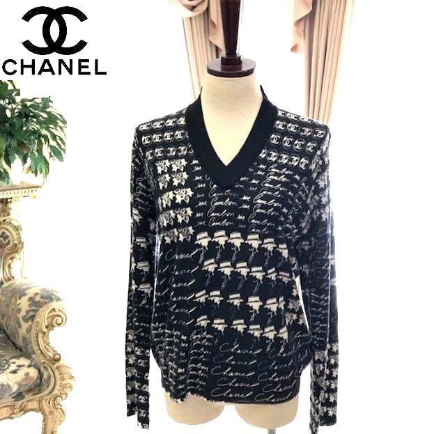 ◇美品 シャネル 06C【42】カシミヤ100％ ニット ココマーク
