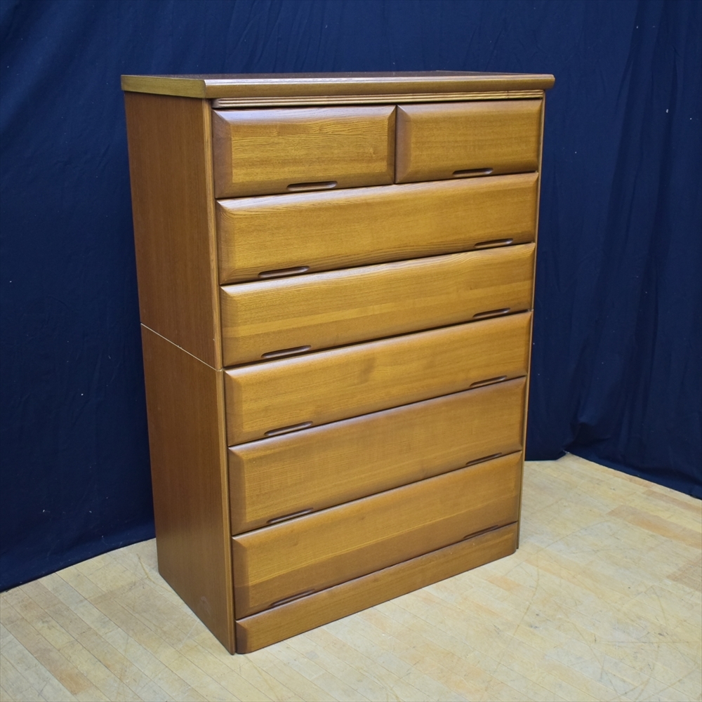 ☆美品☆新井家具☆タモ材☆天然木☆ ハイチェスト 6段