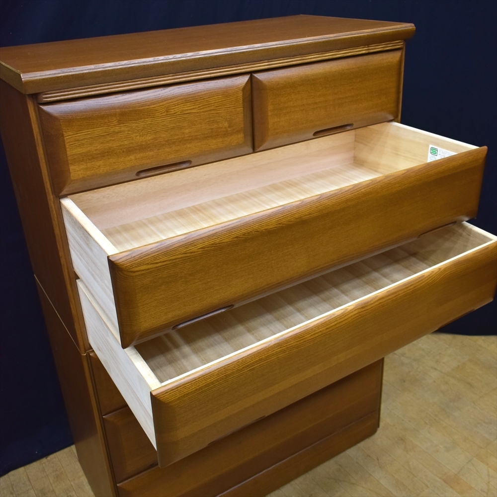 ☆美品☆新井家具☆タモ材☆天然木☆ ハイチェスト 6段