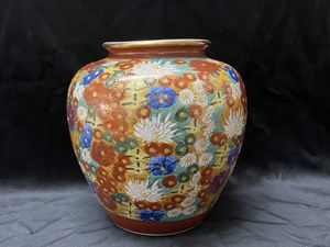 【美品】九谷焼 春洋 金彩花詰花瓶 丸型 色絵金彩花詰文花瓶 花器 花瓶 九谷焼 九谷春洋 色絵金彩花詰文花瓶 花器 約22cm - メルカリ