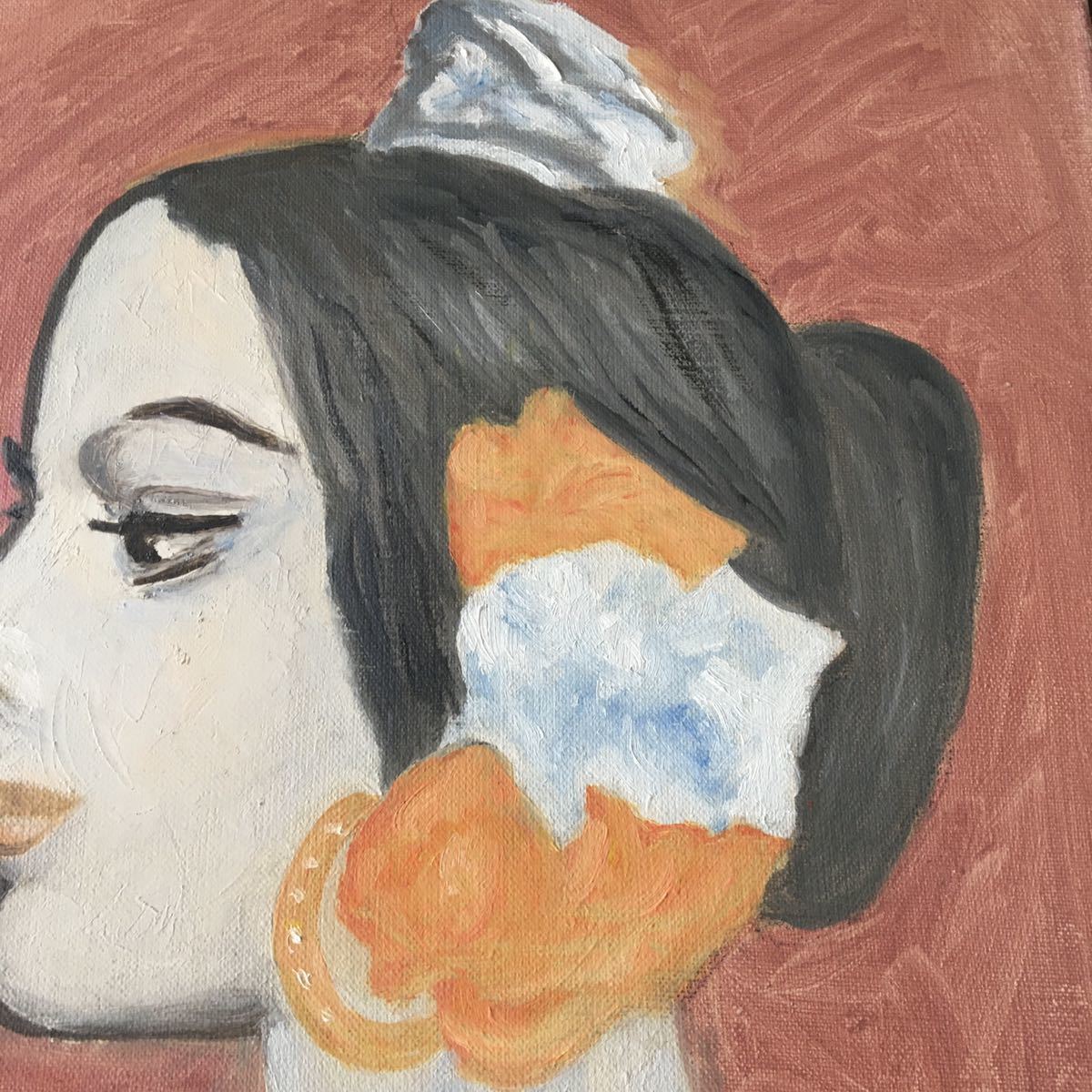 油絵 横顔 油彩画 F6 肉筆 人物画 女性 絵画 肖像画 A-23(人物画 油絵 横顔 油彩画 F6 肉筆 人物画 女性 絵画 肖像画 A-23(人物画