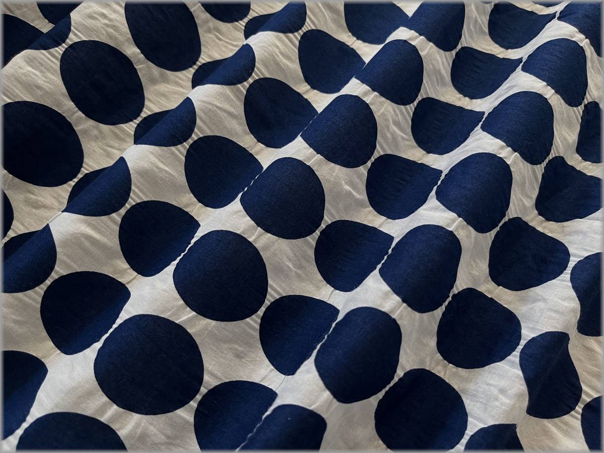 mets☆10m*水玉*80ローン*ナチュラルウェーブリップル*navy*6A