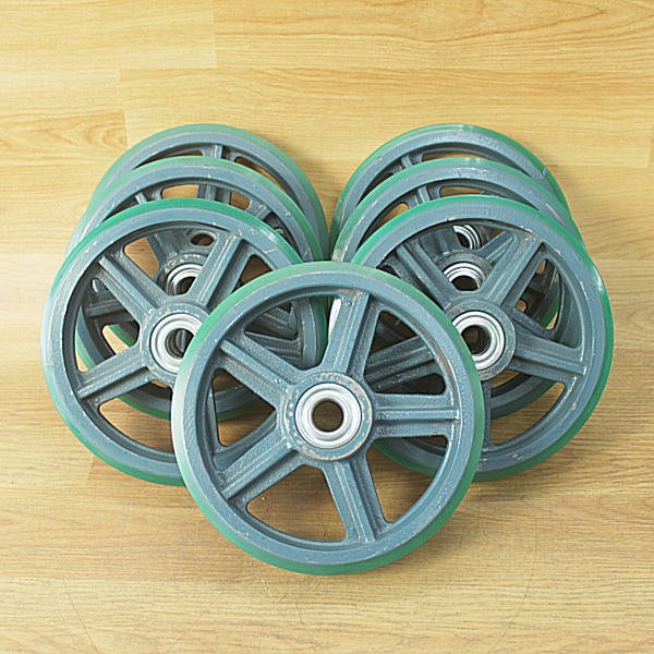 7個☆φ250mm 鋳物キャスター 車輪のみ ベアリング入 ウレタン車
