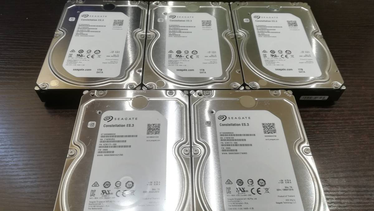 人気，定番 Seagate ST1000NM0033 1TB 1000GB SATA 3.5インチ HDD/5個セット/ハードディスク(1TB～)｜売買されたオークション情報、yahooの商品情報をアーカイブ公開 - オークファン 3.5 SerialATA