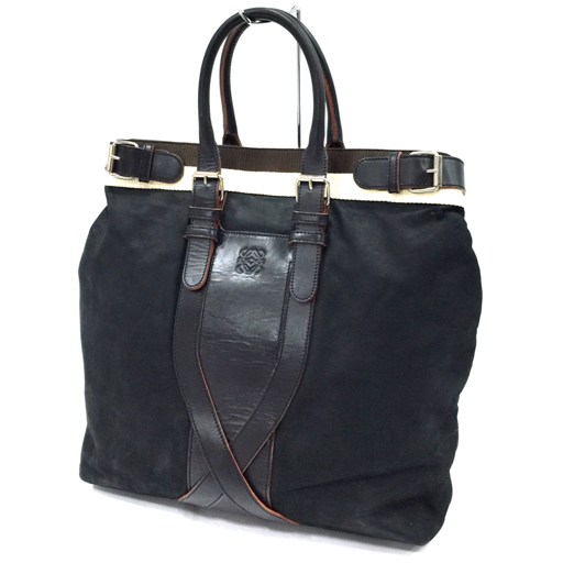 ロエベ トートバッグ LOEWE アナグラム レザー ブラック ショルダー 