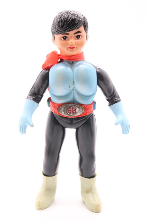 ト葛】 ☆希少・昭和レトロ☆ 仮面ライダー 1号 ソフビ お面付き 全長  