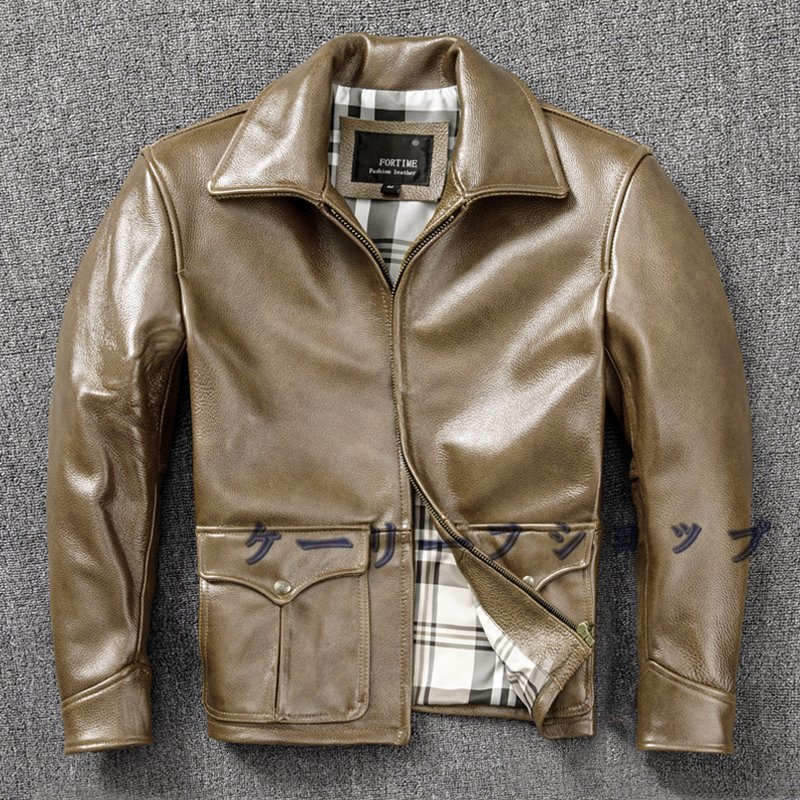  ケーリーフショップ レザージャケット メンズ アメカジ 上品 格好良い 秋冬 牛革 本革 革ジャンＳ 5XL カーキ(XLサイズ以上)｜売買されたオークション情報、yahooの商品情報をアーカイブ公開 - XLサイズ以上