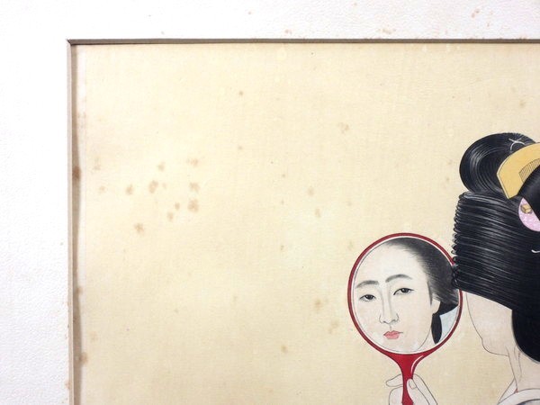 志村立美/「現代美人風俗五態 丸髷」/木版画/額装品/日本画/美人画