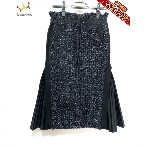 サカイ Sacai ロングスカート サイズ1 S - 黒×白×マルチ レディース 美品 ボトムス