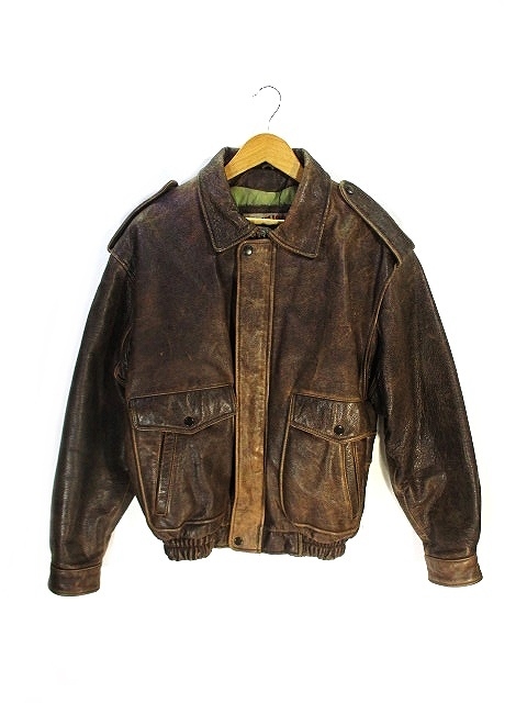 FLIGHT EQUIPMENT フライトジャケット カウレザー 牛革 ブラウン SIZE