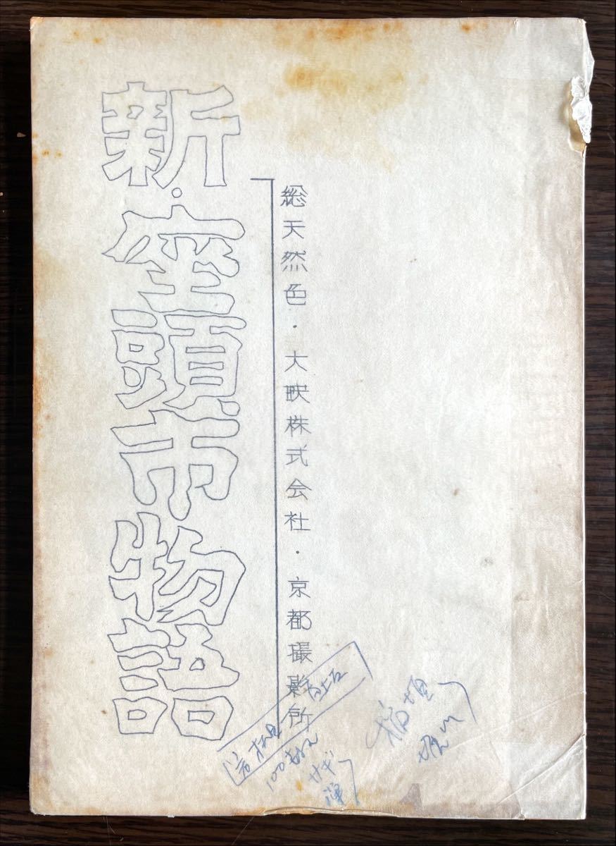 映画台本「新・座頭市物語」監督 田中徳三サイン入り、出演者 勝新太郎